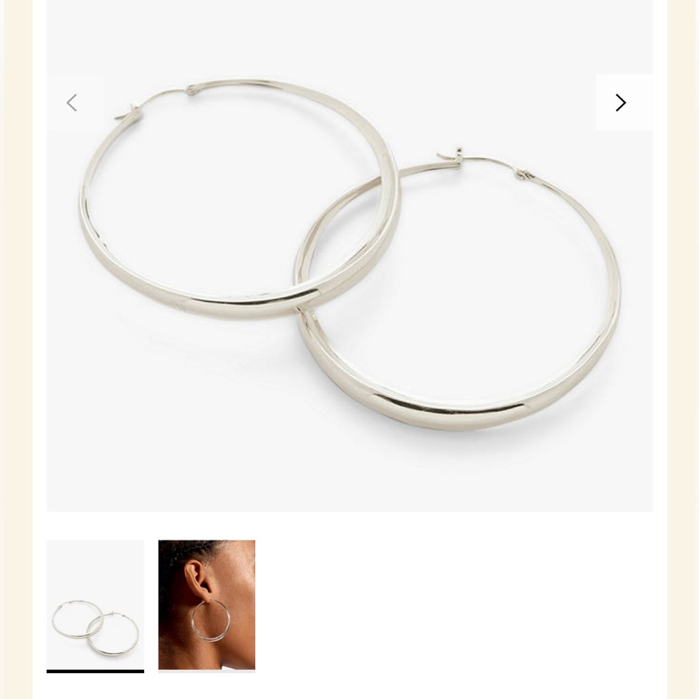 Monica Vinader NEW Deia Chamfered Large Hoop Earrings, Silver